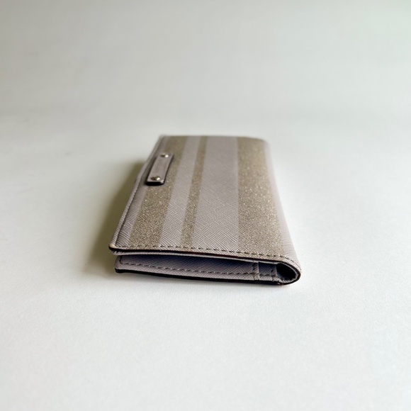 Kate Spade Grey Gold Crossgrain Leather Wallet - Picture 4 of 13